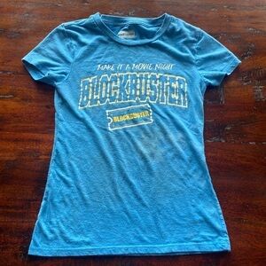 Womens Block buster video make it a movie night blue Tee Size XS